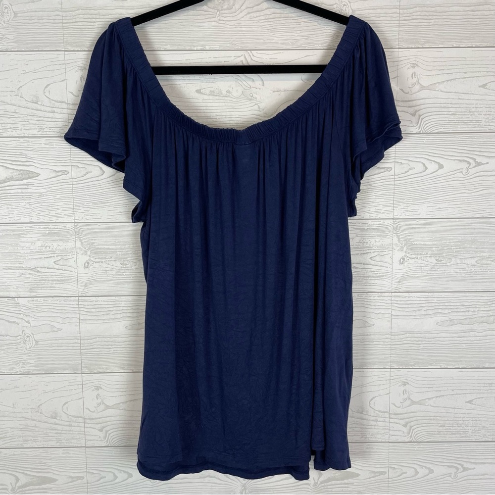 Torrid Navy Blue Off the Shoulder Blouse Size 2X - Picture 3 of 6